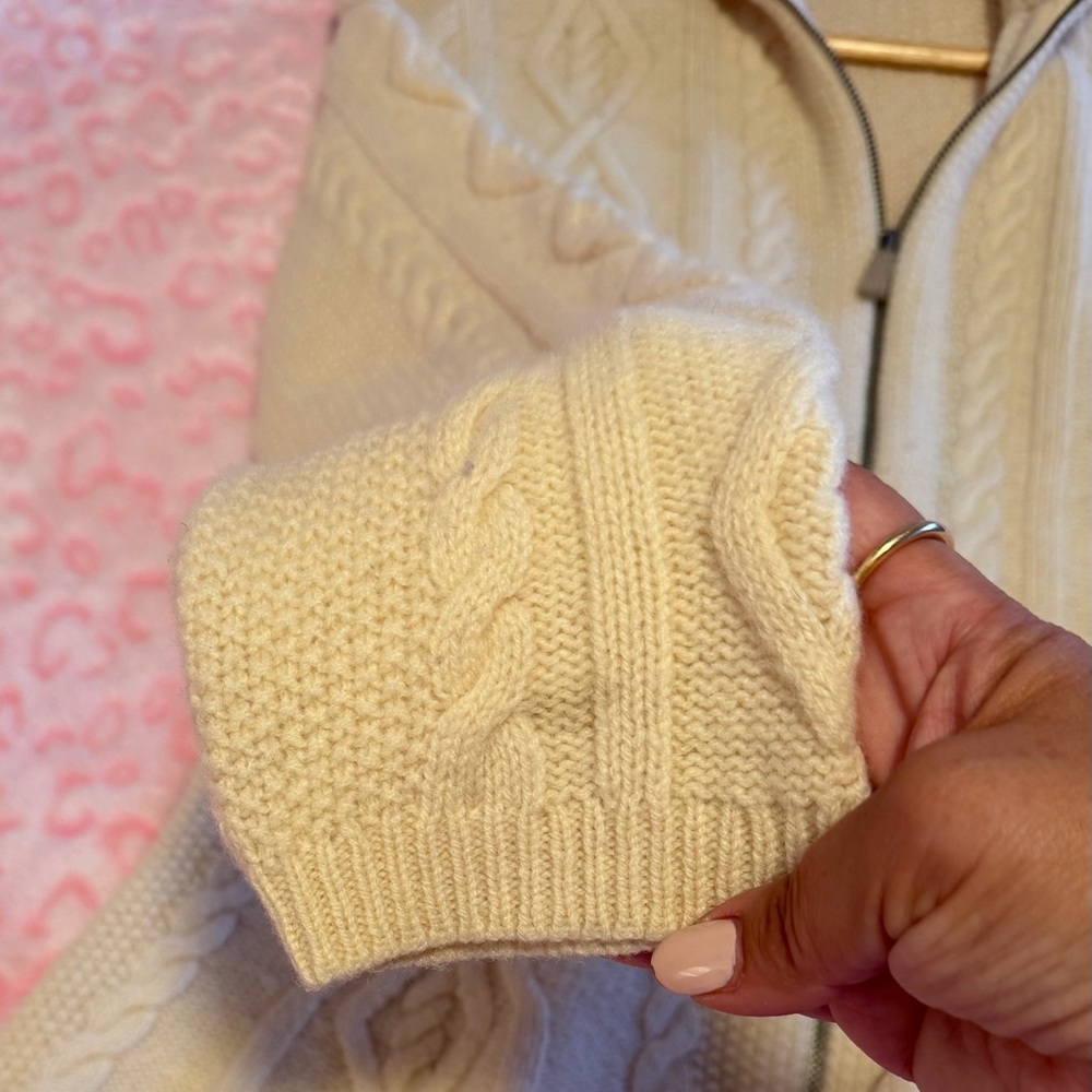 Ralph Lauren Lambs Wool Cream Cable Knit Sweater Cardigan Size: M - Picture 7 of 10